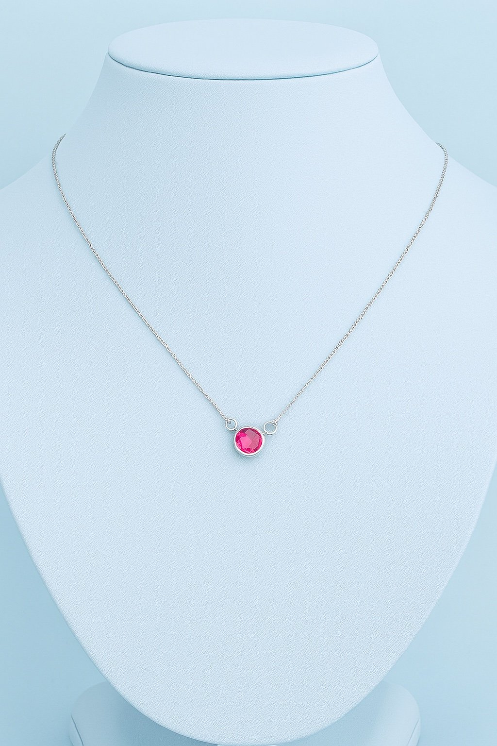 14K White Gold Ruby Necklace