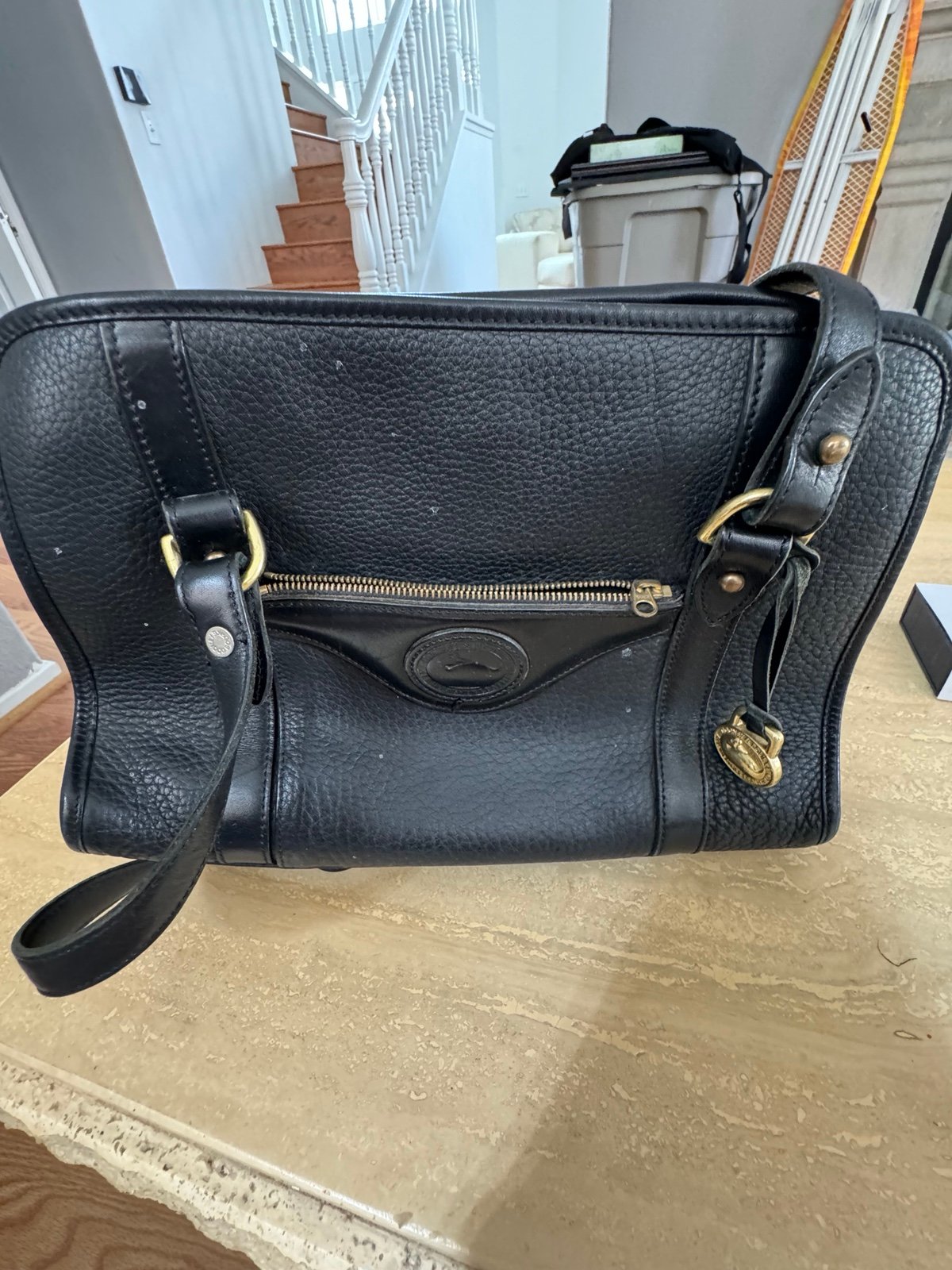 Vintage Dooney and Bourke all weather leather pebble black satchel