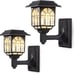 Solar Fence Lights 2 Pack Solar Lights Outdoor Waterproof Lantern Warm White