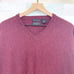 W.H. Belk Sportswear 2 Ply Cashmere Sweater Burgundy Red V Neck Vintage Mens XL