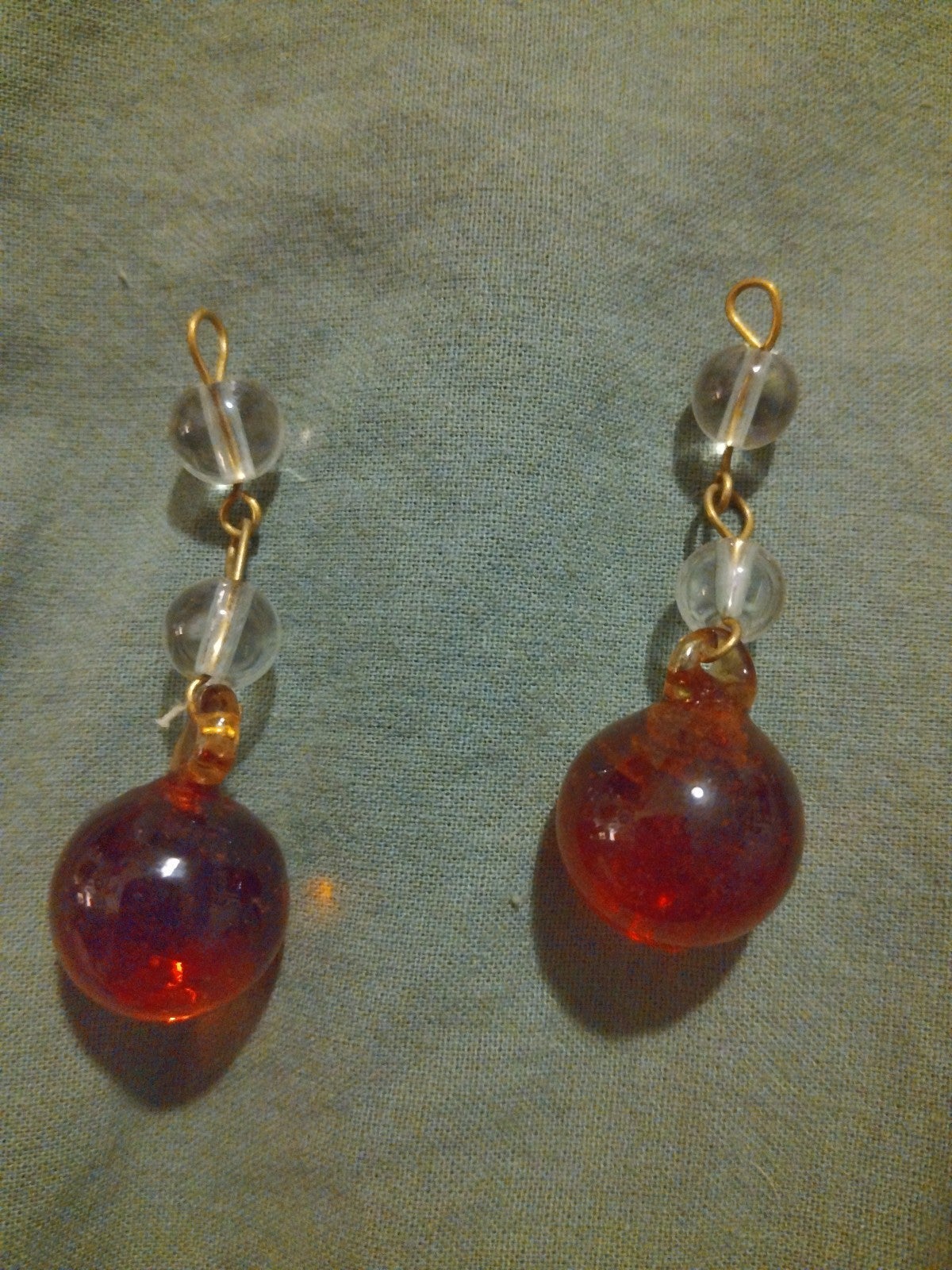 Blown shops glass amber beads vintage