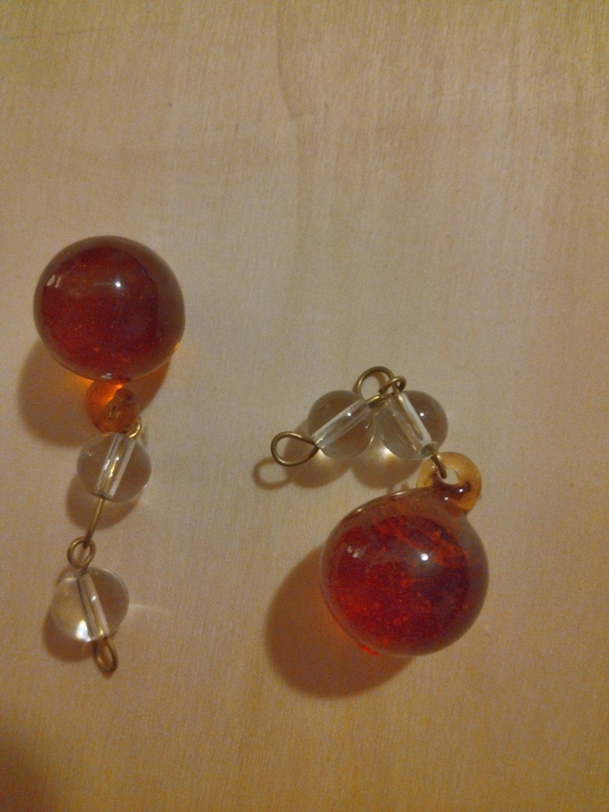 Blown shops glass amber beads vintage