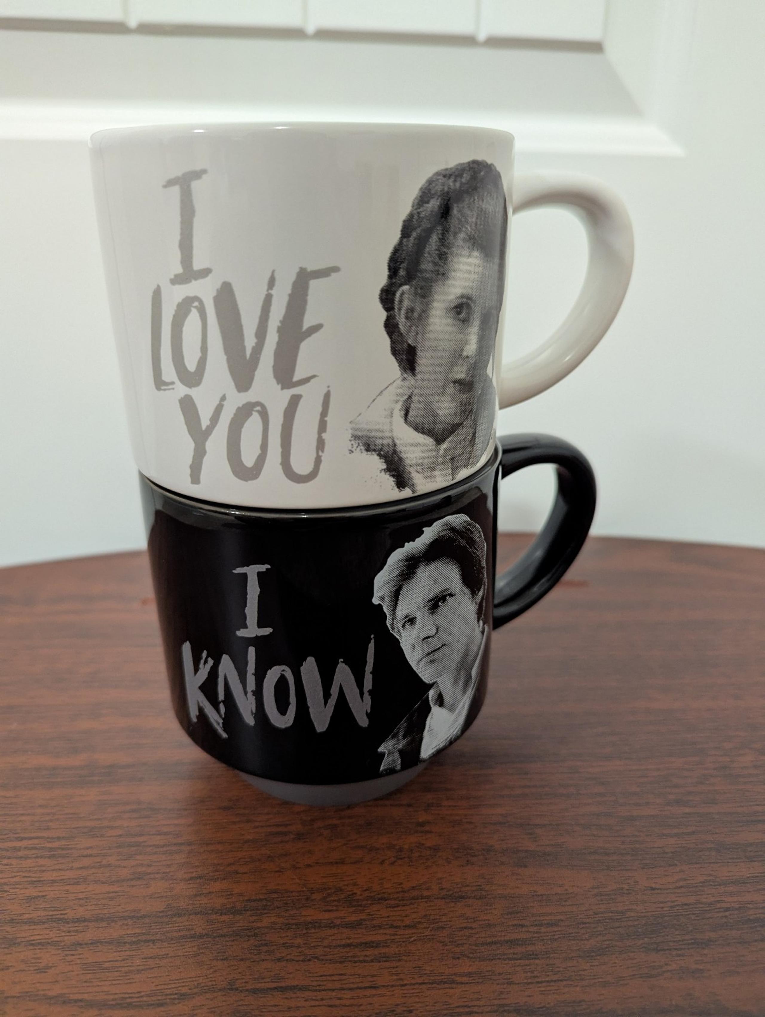 Hallmark Star Wars Han Solo Princess Leia Stackable Coffee Mugs I Love You
