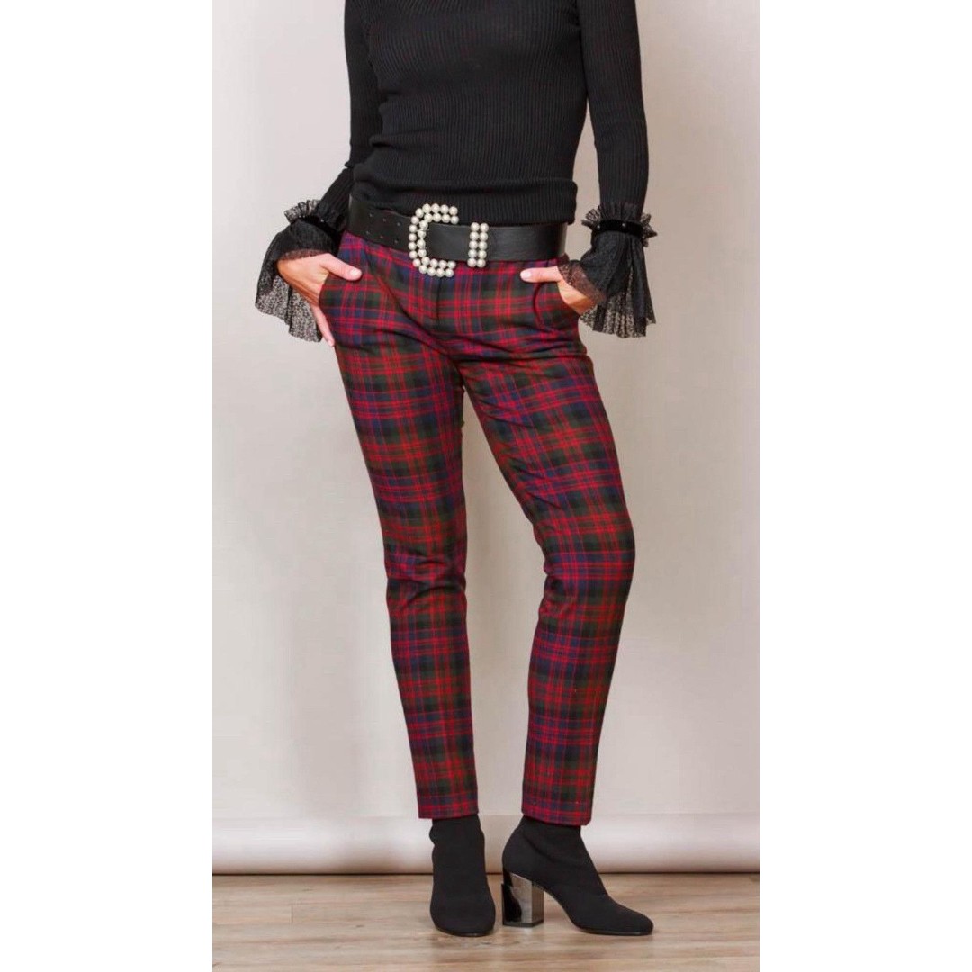 Philosophy Di Lorenzo Serafini Plaid Pants - Womens 10 Red Designer Trouser