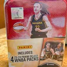 Caitlin Clark MJ Holdings Collectible Tin with WNBA Select packs [Listing 1]