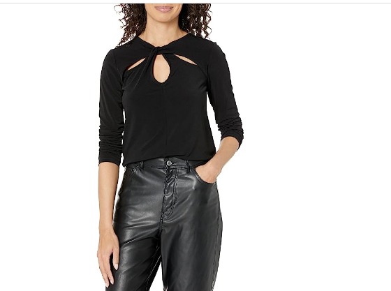 MICHAEL Michael Kors Twist Keyhole Top (Black) Women's Clothing
