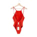 Andie Swim The Asbury Ribbed One Piece Swimsuit in Siren Orange L NWT
