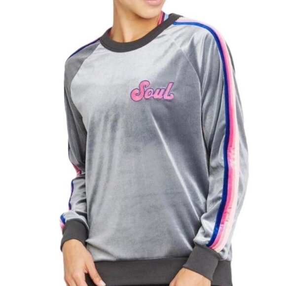 Aviator Nation Soul Cycle Velour Sweatshirt Gray Size Medium