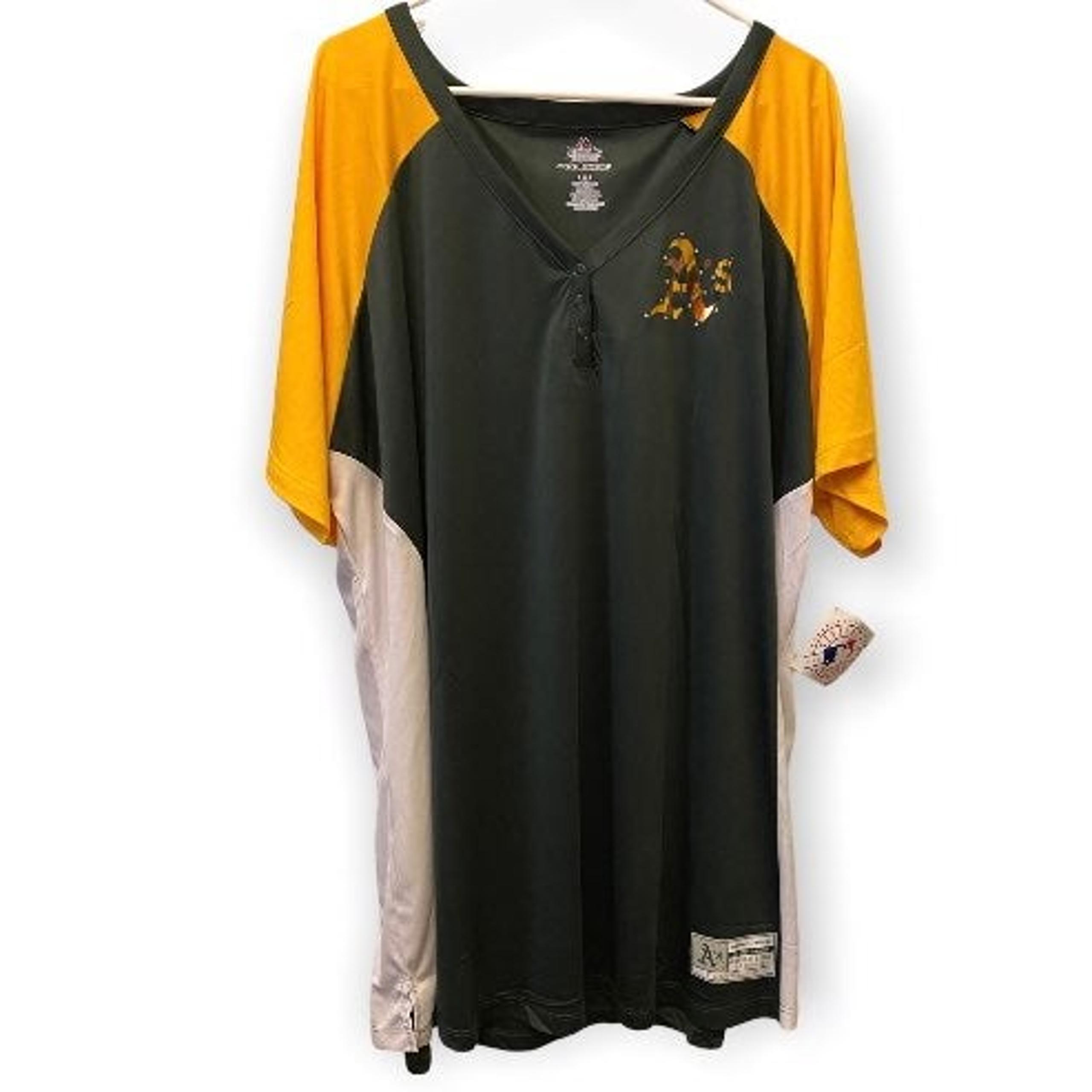 A’s NWT 4X Jersey V-Neck Shirt Top Oakland A’s Bling, Women’s, Majestic Brand