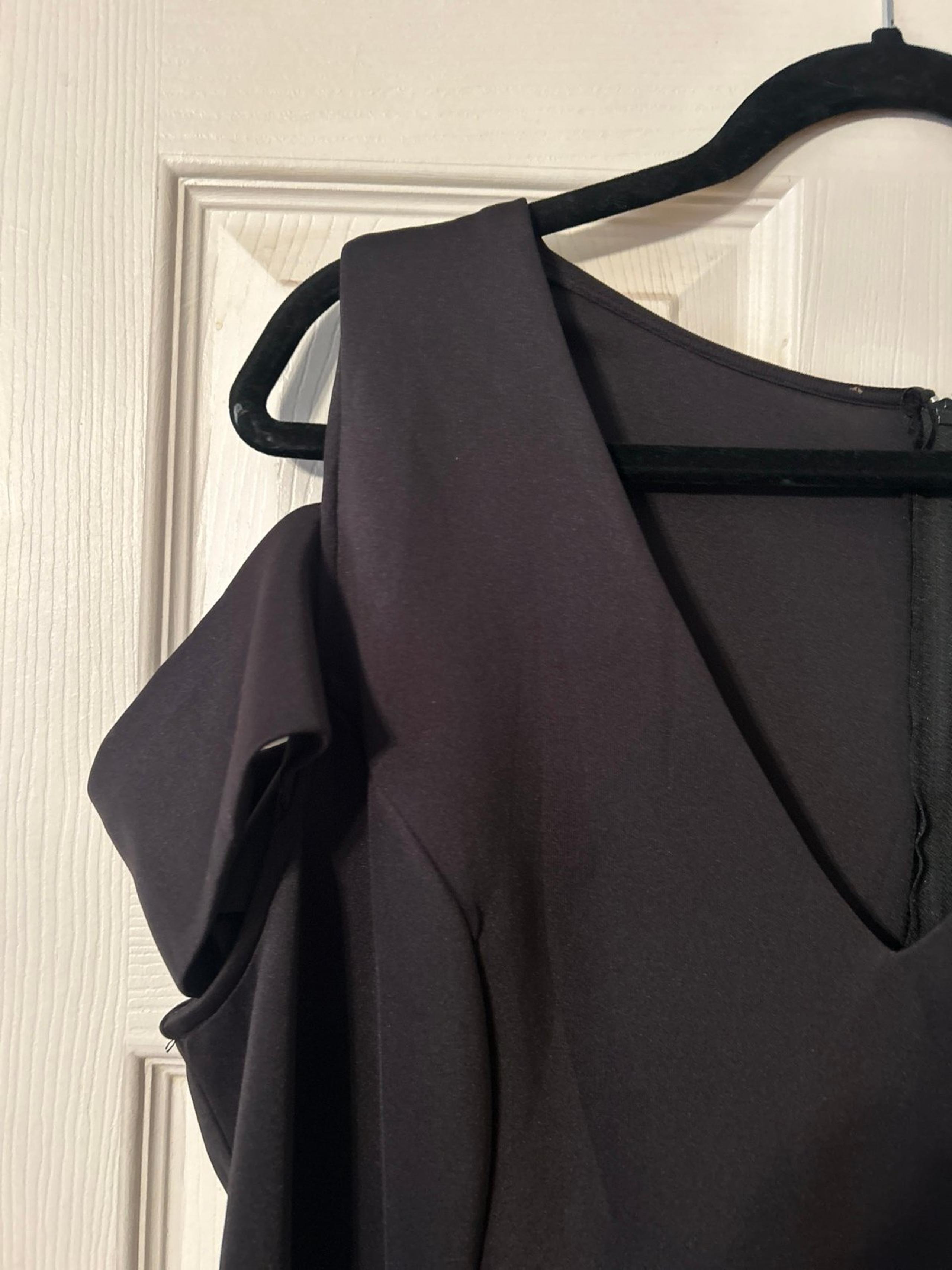 Black dress, cold shoulder, high low, 3x
