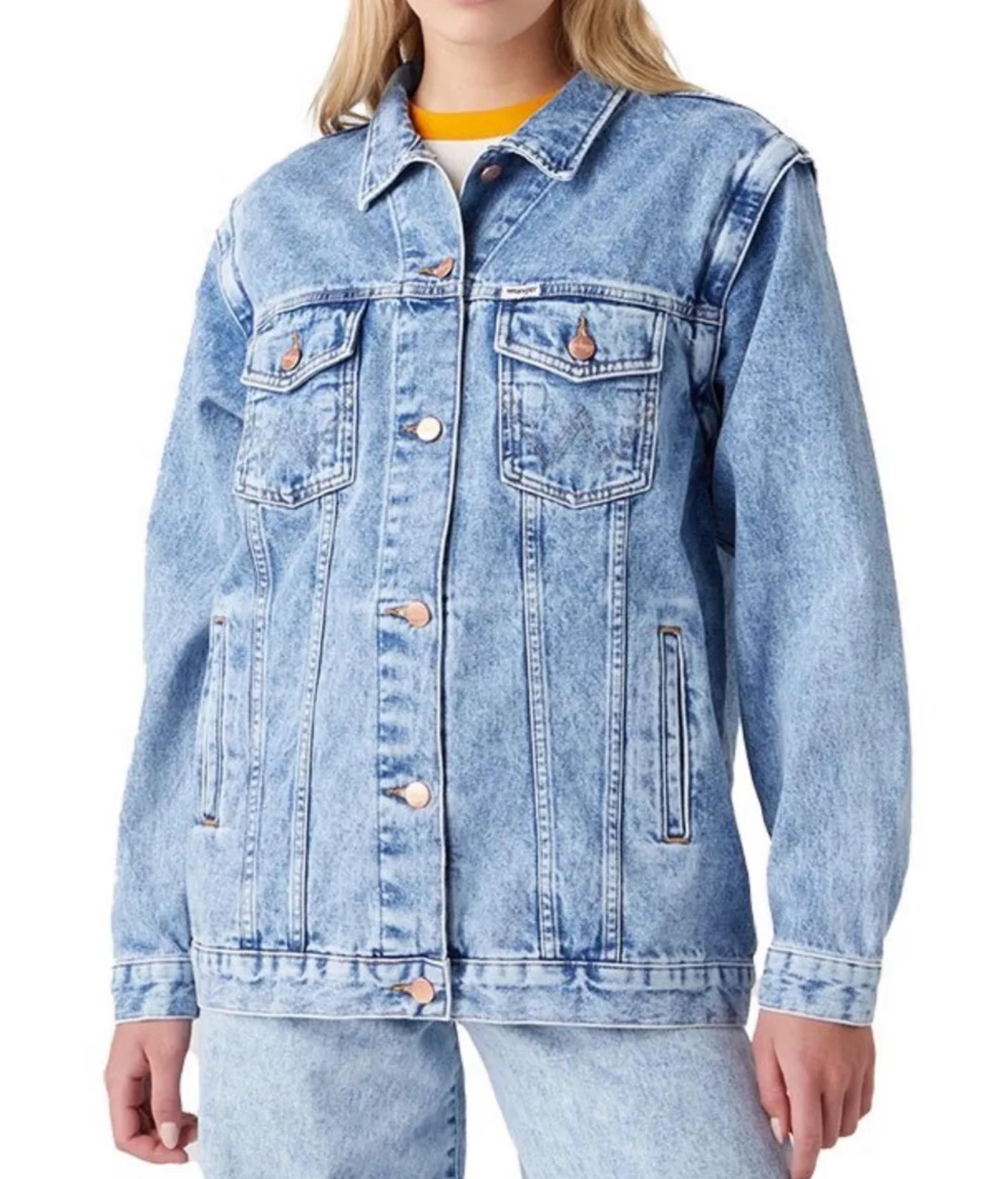 Wrangler Women’s Heritage Zip off sleeve denim jacket Vest Oversized size S NWT