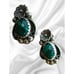 Vintage Sterling Navajo Signed Richard Begay Malachite Pierced Earrings