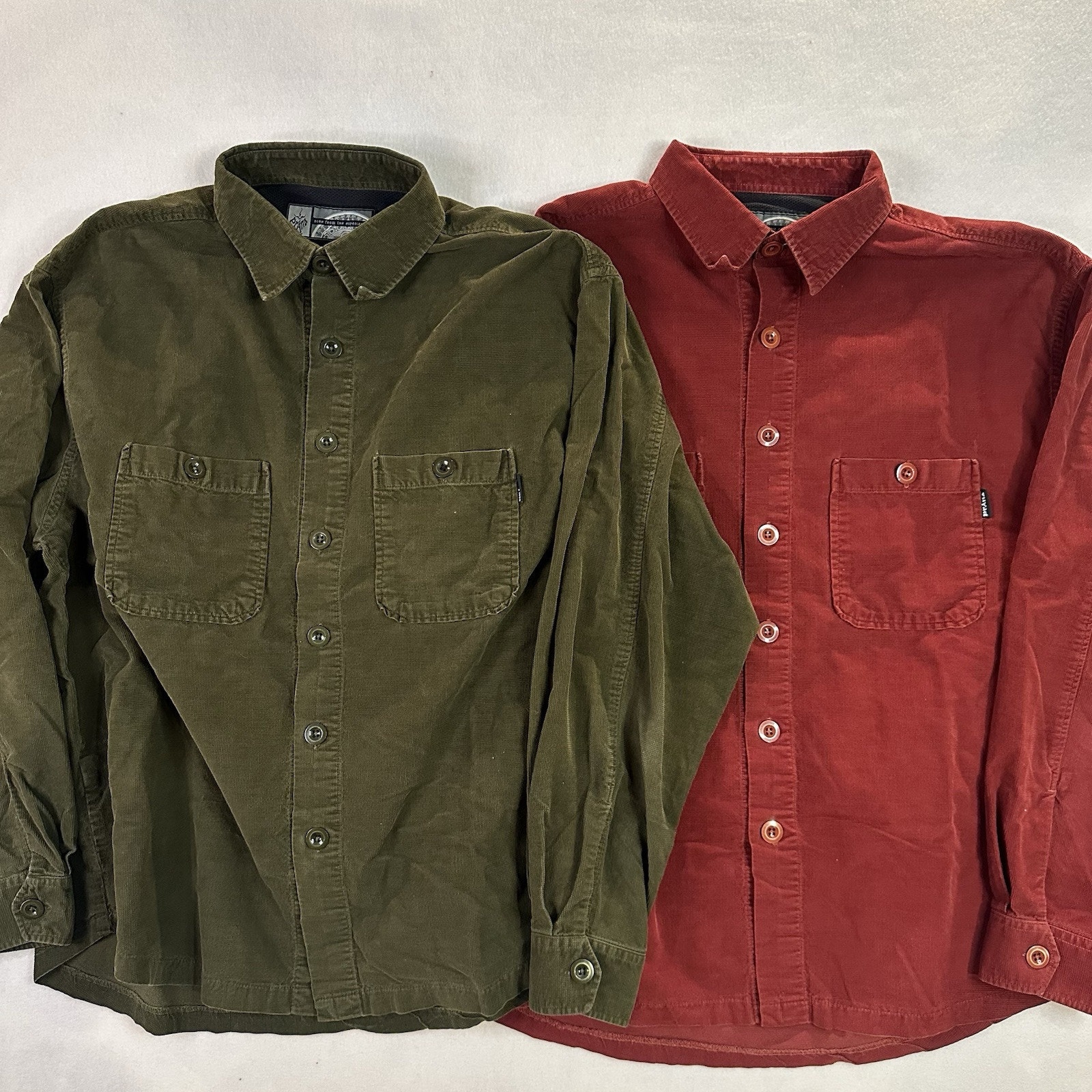 Lot of 2 Vintage prAna Textured Long Sleeve Button Up Hiking Shirts Mens XL