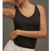 Anthropologie Scooped V-Neck Tank Top Ribbed in Black Size XL