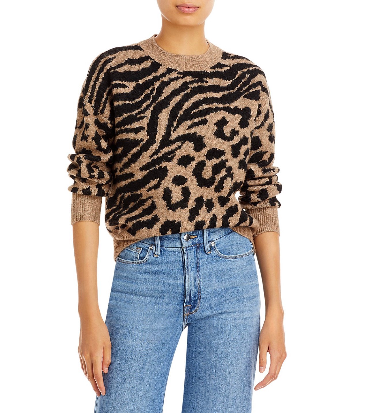 Aqua Mixed Animal Print Sweater