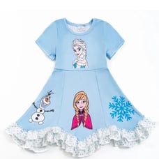 Elsa Ana Olaf Boutique Sleeveless Ruffle Dress with hairbow