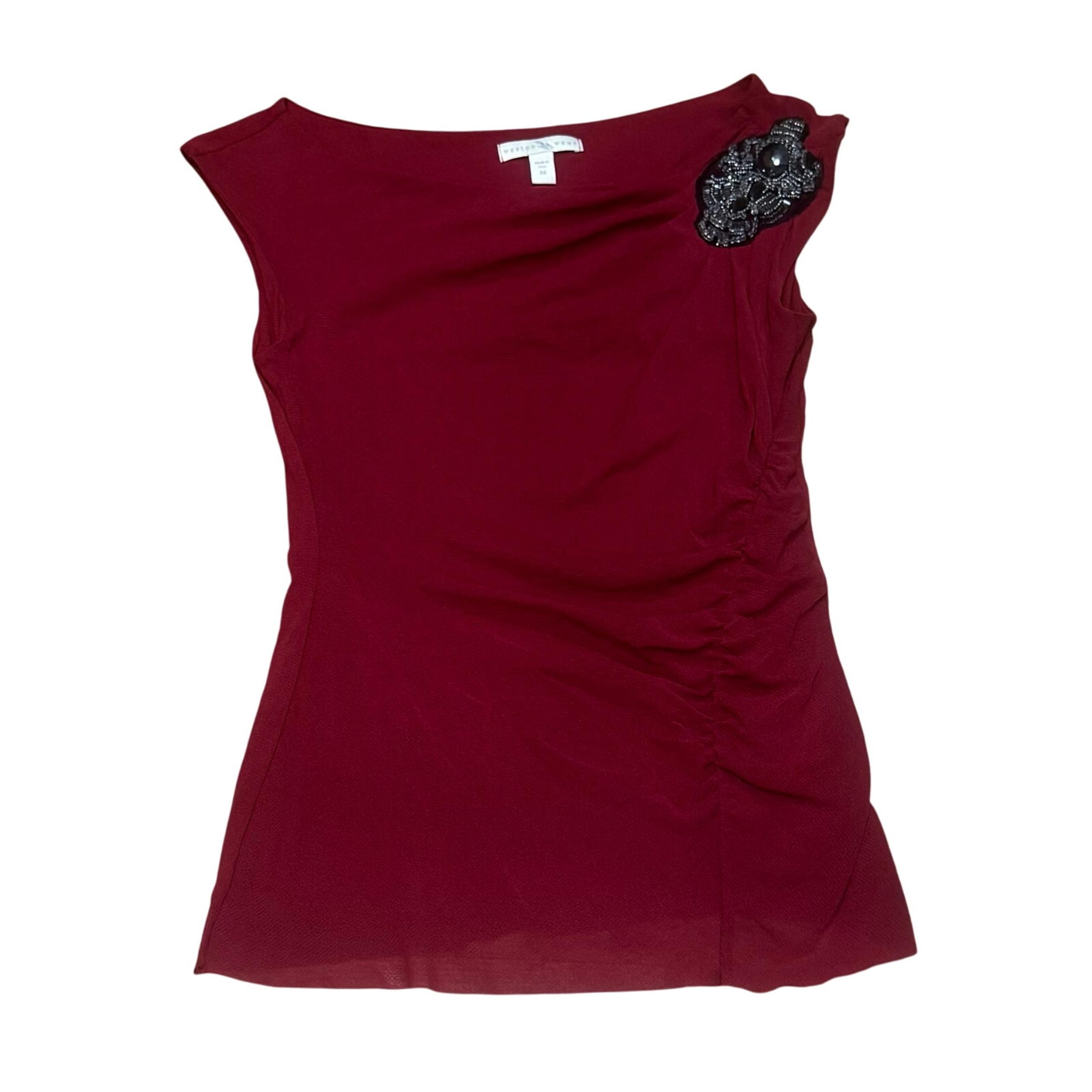 Weston Wear Made in USA burgundy Red Sleeveless top Medium Evening Cocktail