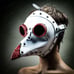 White Plague Doctor Mask Halloween Red Bird Nose Beak Leather Steampunk #1076