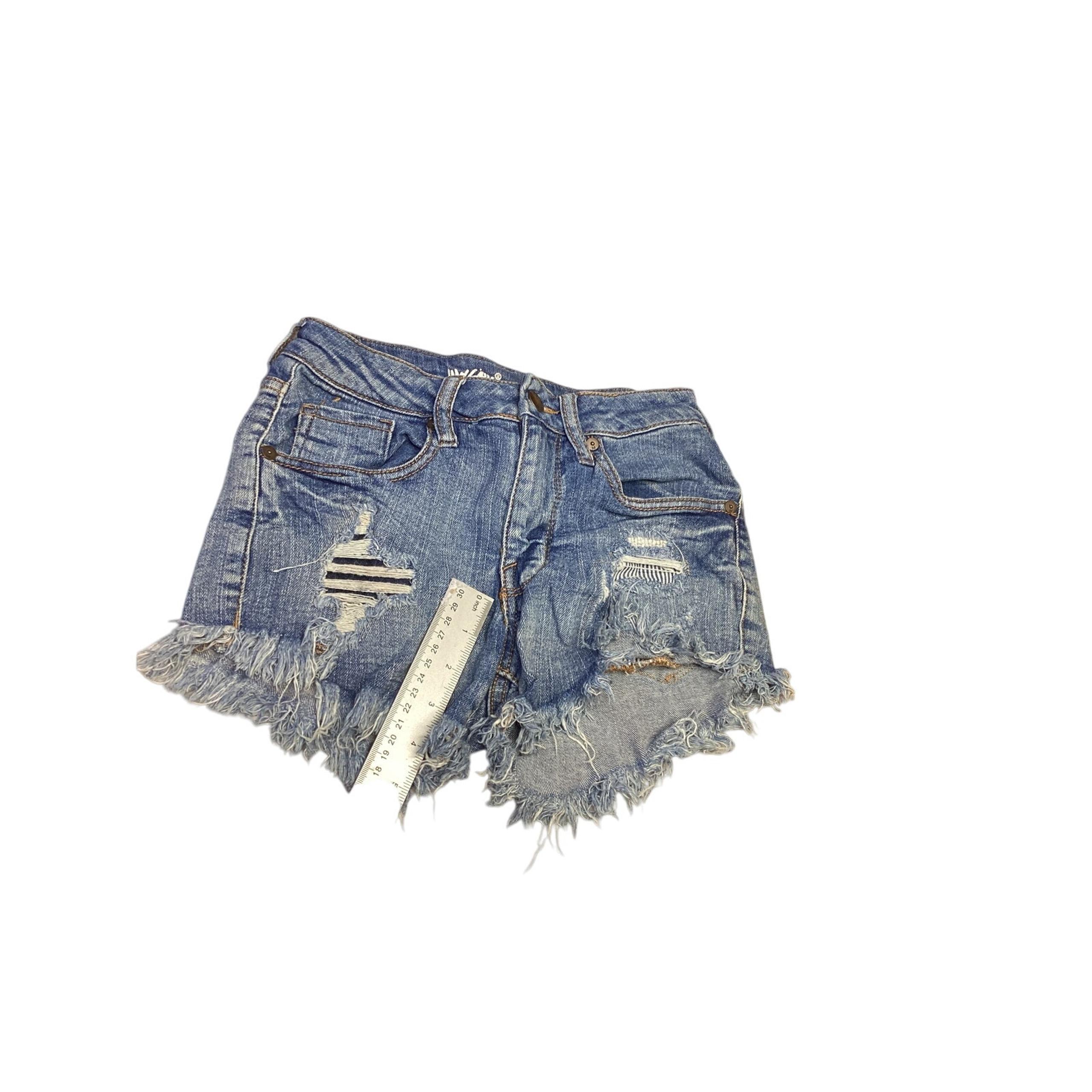 Mossimo Women's Distressed High Rise Super Stretch Denim Shorts Size 00/24