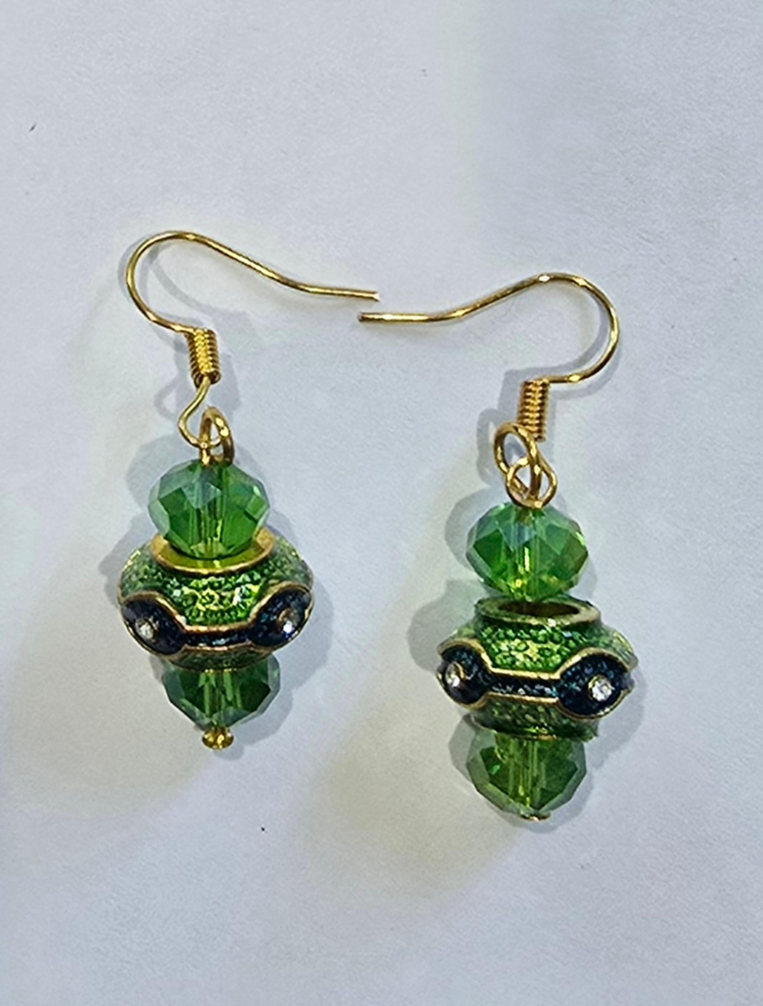SWAROVSKI BEAD & ITALIAN LAMPWORK CHARM BLING ACCENT UNIQUE BOUTIQUE EARRINGS