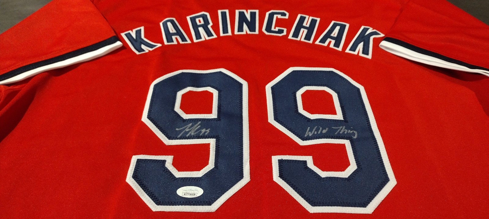 Cleveland Indians Signed James Karinchak Jersey COA JSA MLB Guardians WILD THING Cleveland Indians Signed James Karinchak Jersey COA JSA MLB Guardians WILD THING