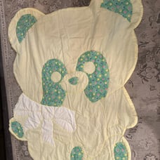 Vtg handmade bear shaped baby blanket and pillow set