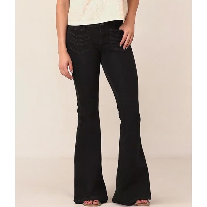 Free People Stella Flare Stretch Jean Washed Black Bell Bottoms Size 27