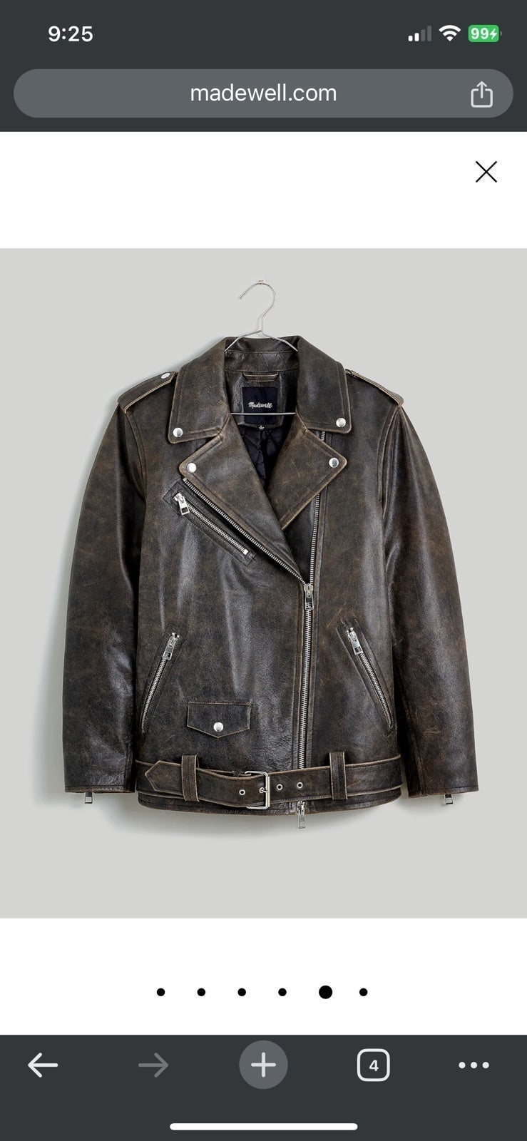 Madewell Genuine Leather brown moto jacket L
