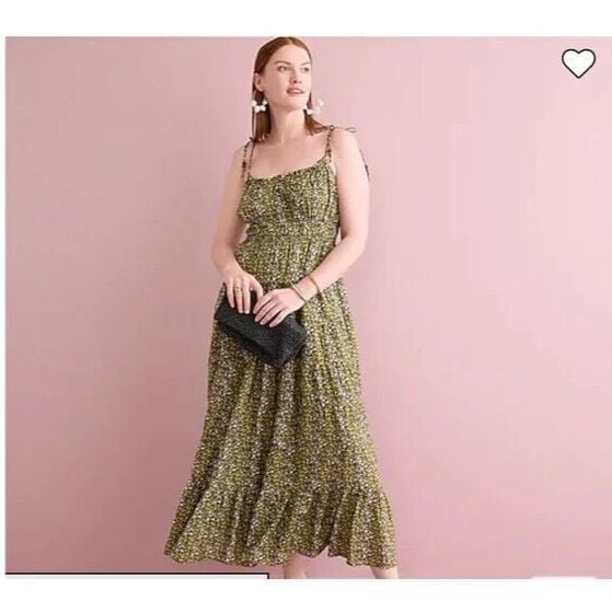 J Crew Tie-shoulder Voile Tiered Dress Women XL NWT $178 Floral Cotton BI675