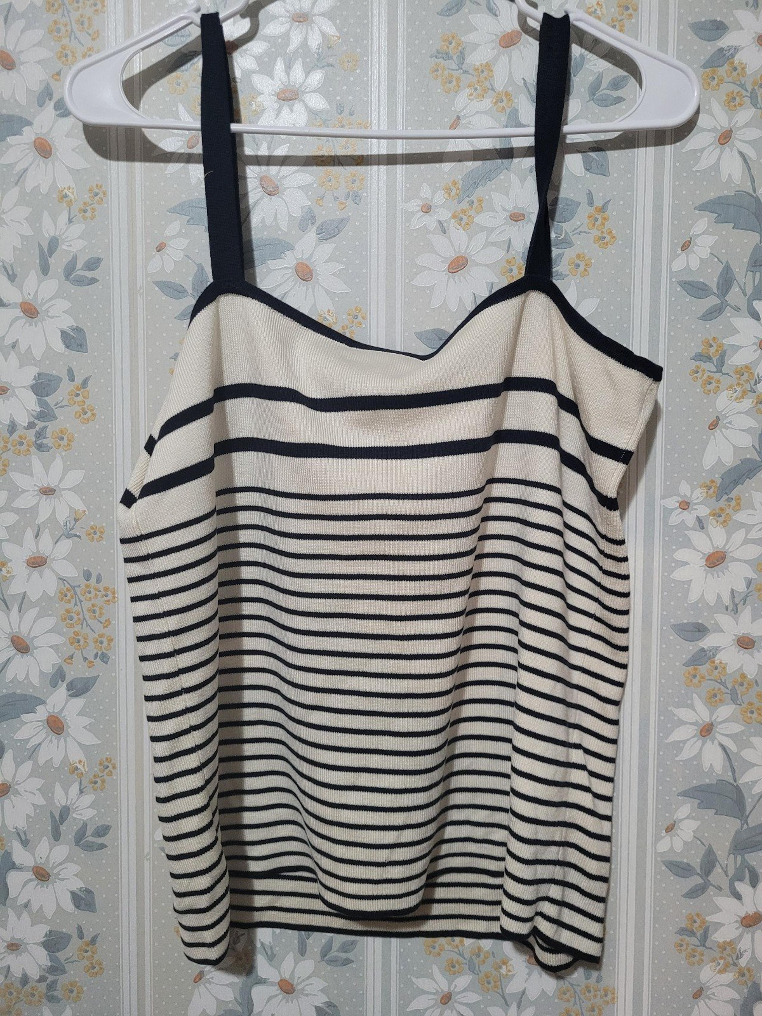Lauren Ralph Lauren Women's XL Beige Tank Top w/black stripes