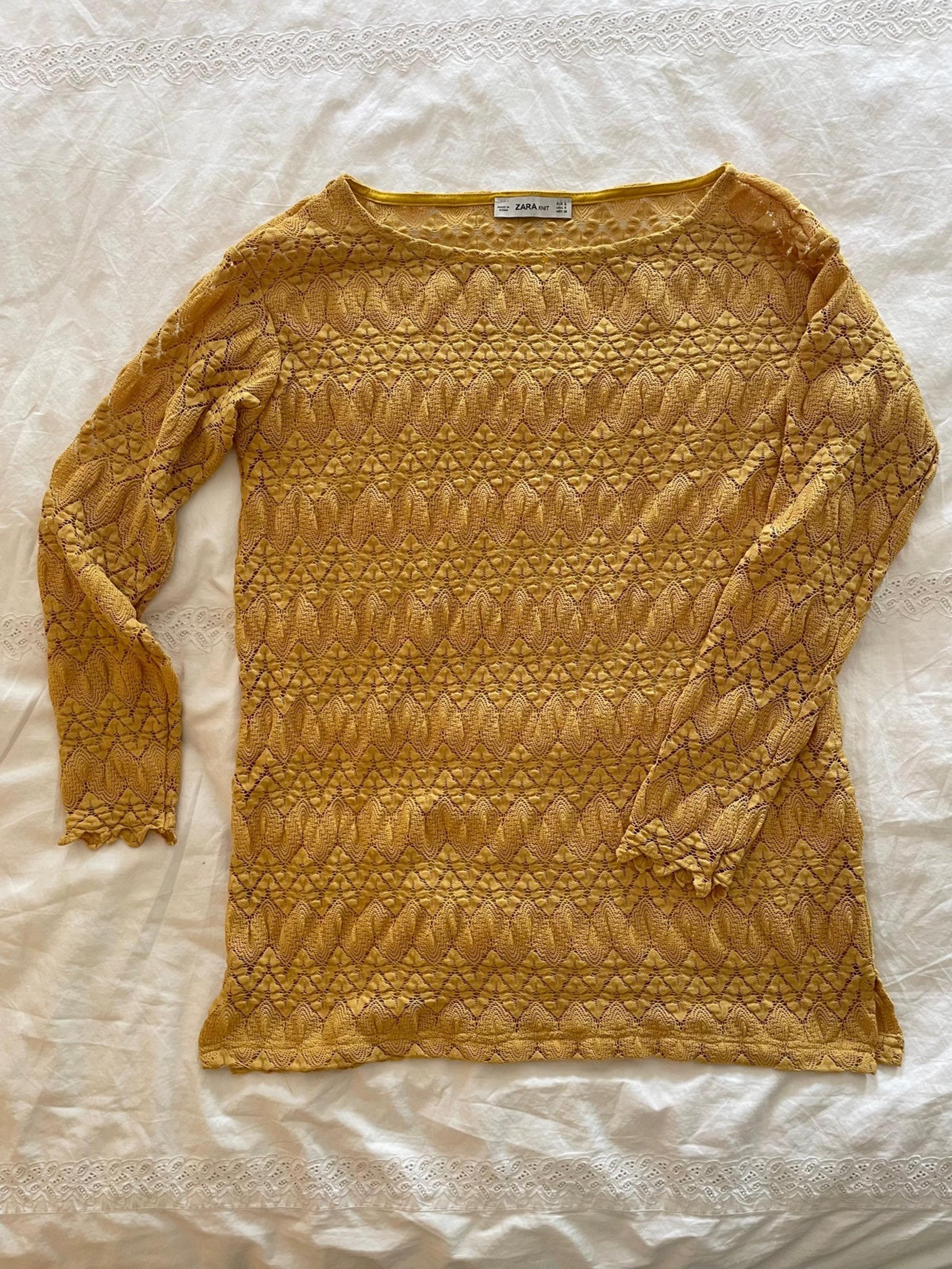 ZARA Crochet Knit Lace Cover-Up Top Blouse Size S