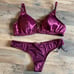 VS Vintage very sexy burgundy / maroon strappy lace up bralette & thong panty