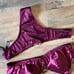 VS Vintage very sexy burgundy / maroon strappy lace up bralette & thong panty