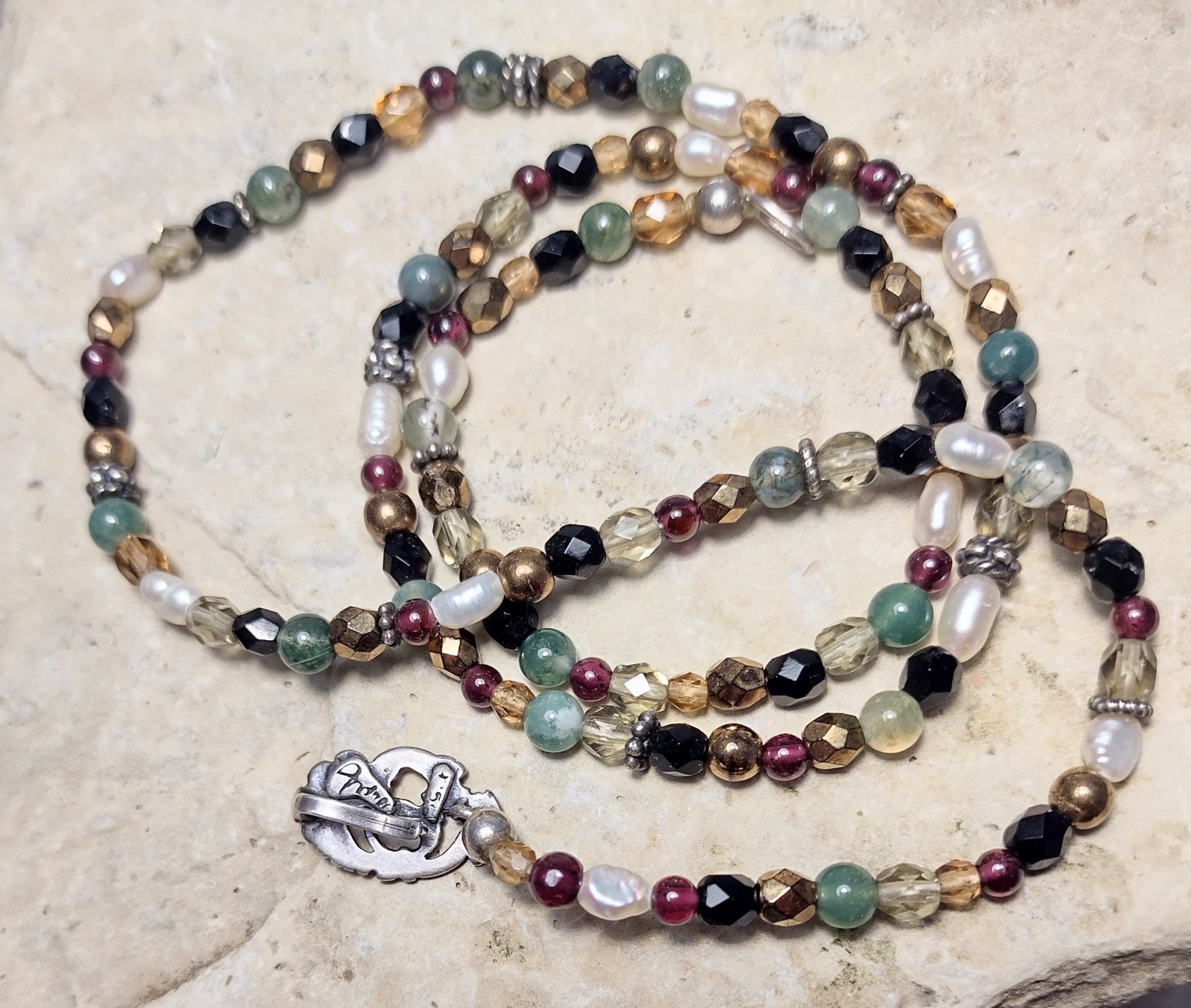 Sundance Jewelry Gemstone Sterling Silver Beaded Abundance Necklace 20