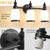 3 Lights Vanity Lights, Matte Black Bathroom Wall Light Fixtures over Mirror,...