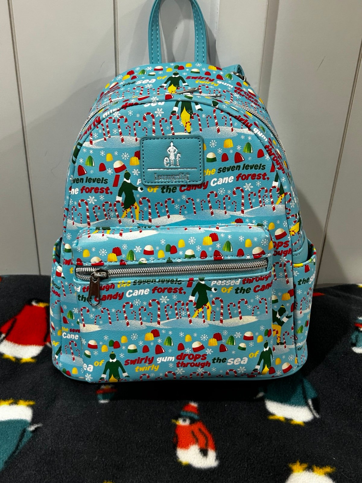 Loungefly elf candy cane forest backpack