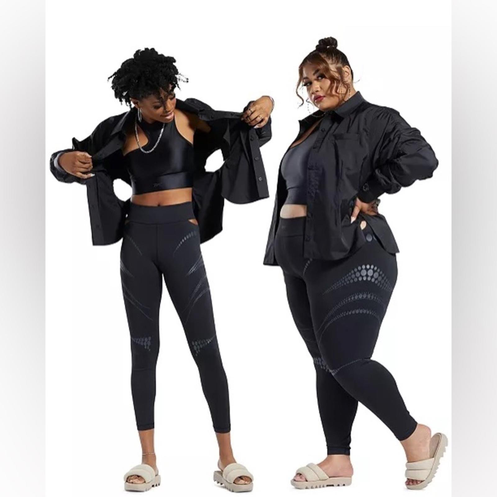 Reebok x Cardi B. Ruched-Sleeve Active Shirt in Black, Plus Size 2X New w/Tag