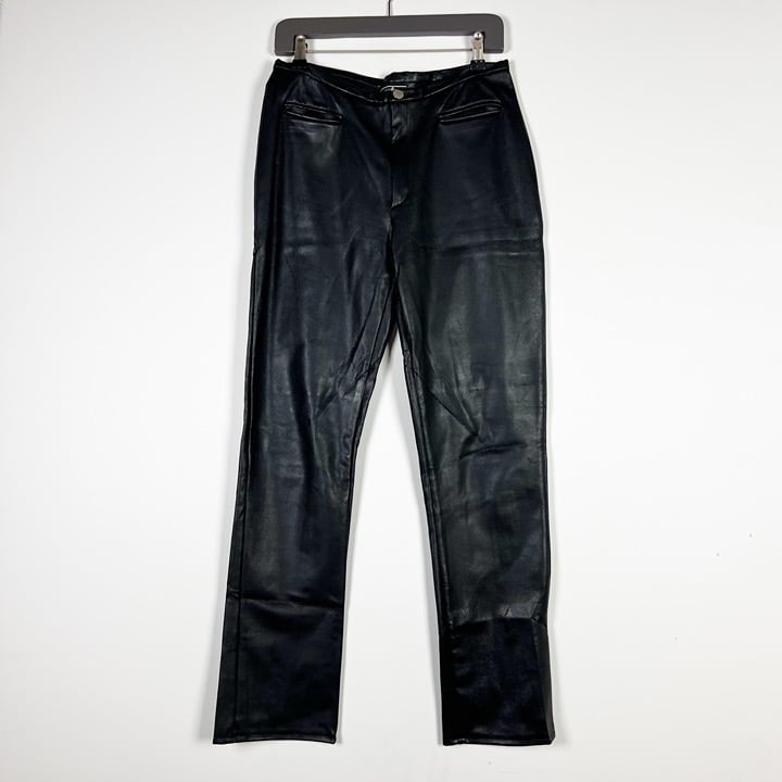 Joseph Women's Leather Mid Rise Skinny Stretch Moto Pants Solid Black Medium