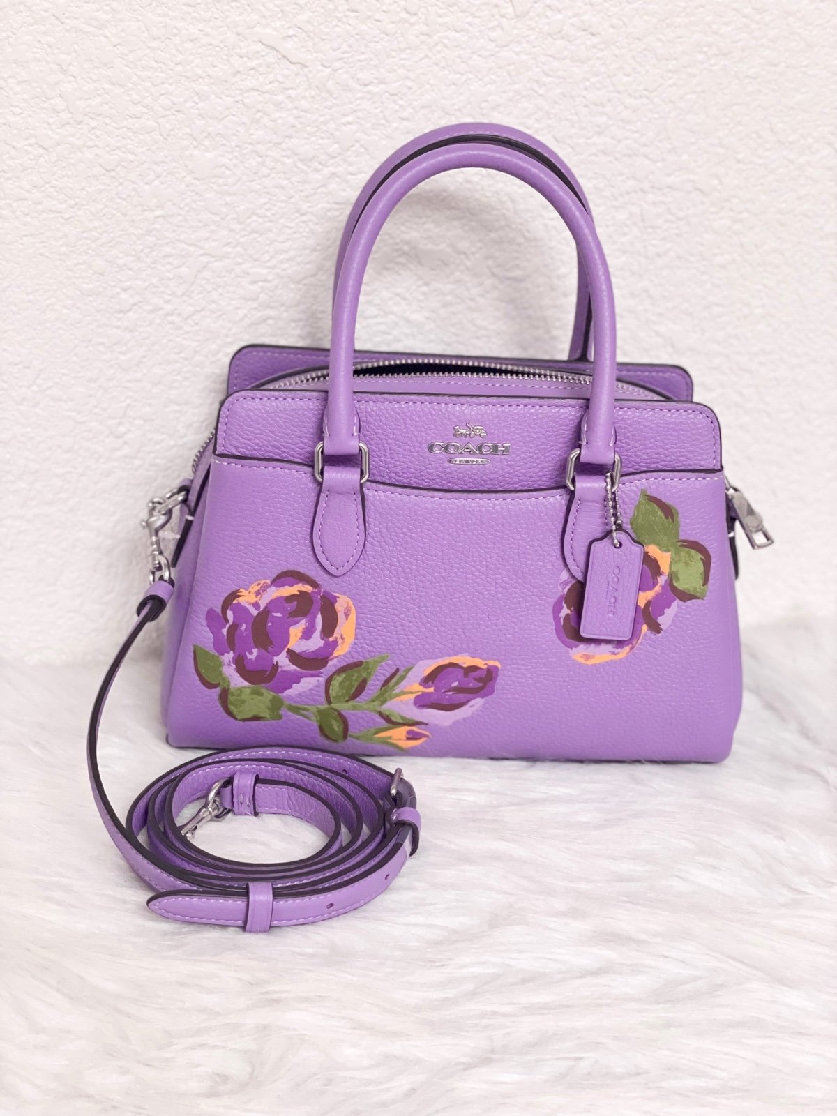 Coach Mini Darcie Carryall With Rose Print
