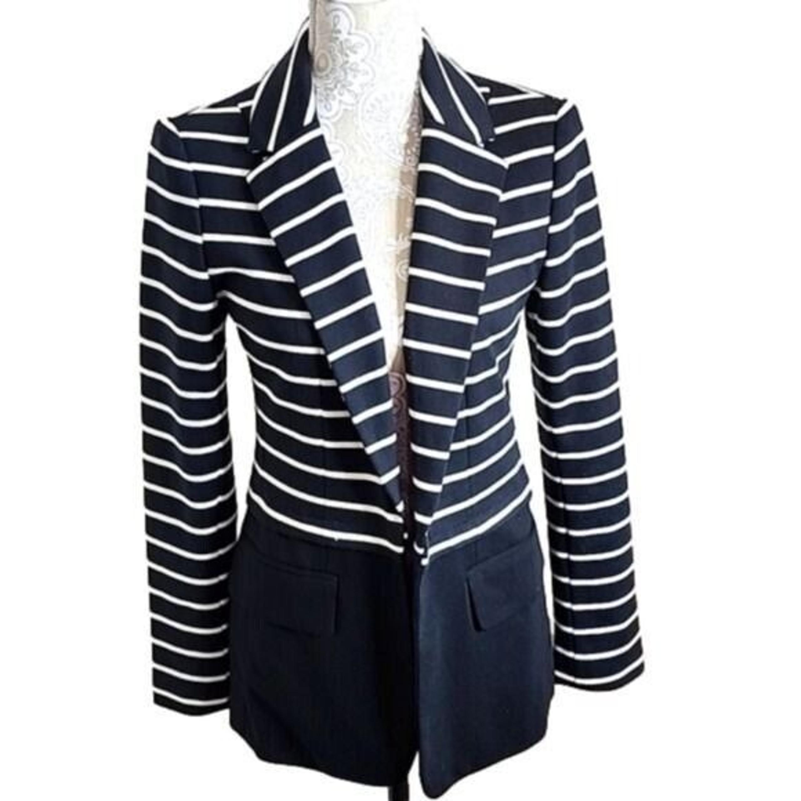 Blazer Notched Collar Black & White Striped NWT Women's 4 - Grace Elements
