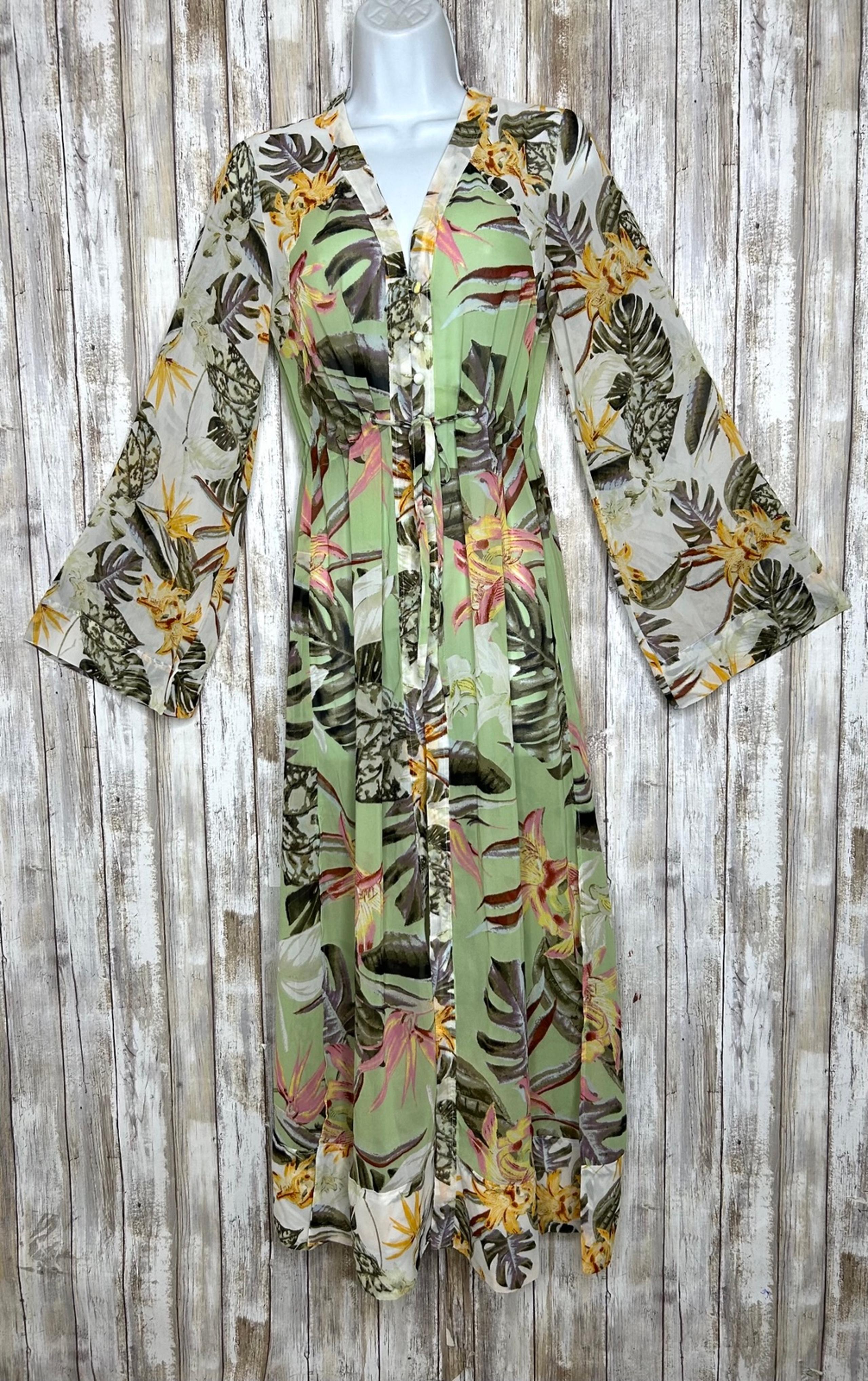 GUESS- Floral Colorful Kimono Duster Dress Size Small