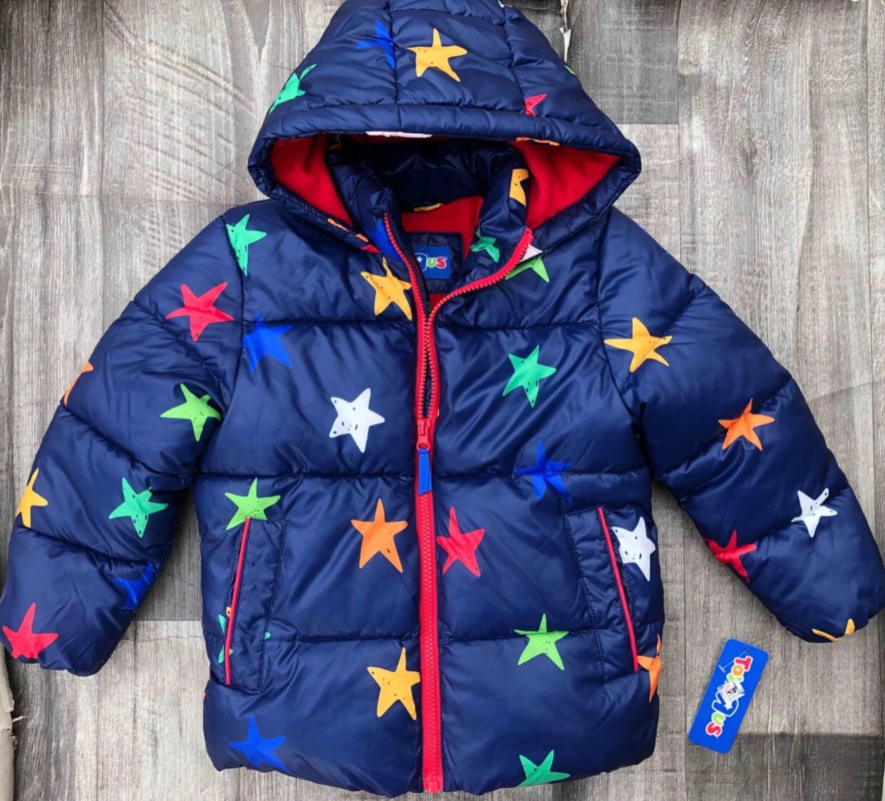 New TOYS R US Star print puffer coat 2T 5/6