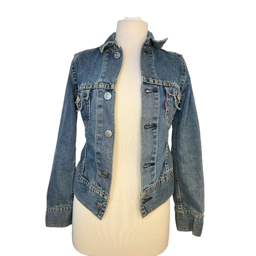 LEVIS STRAUSS & CO Iconic Type 1 Womens Blue Denim Jean Jacket Size XS Trucker