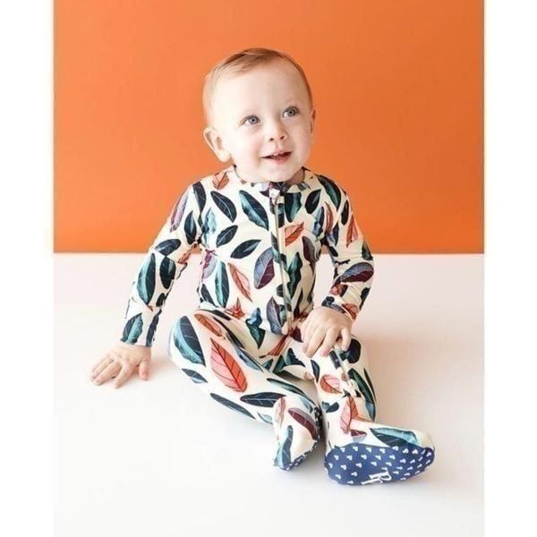 NWT Posh Peanut Casper Fall Wooden Button Henley Romper Newborn Infant Baby