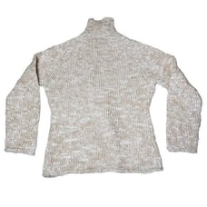 Vintage 90s nine west wool blend Chunky mixed knit cream turtle neck sweater