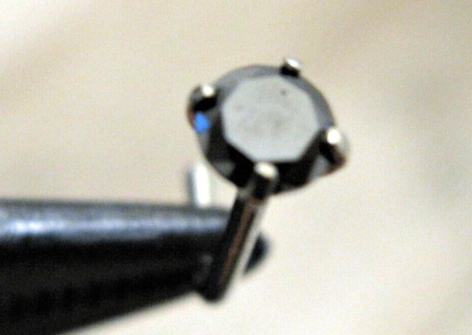 3mm .11ct 100% REAL BLACK DIAMOND NOSE RING, L SHAPE CERT, FREE DIA TESTER