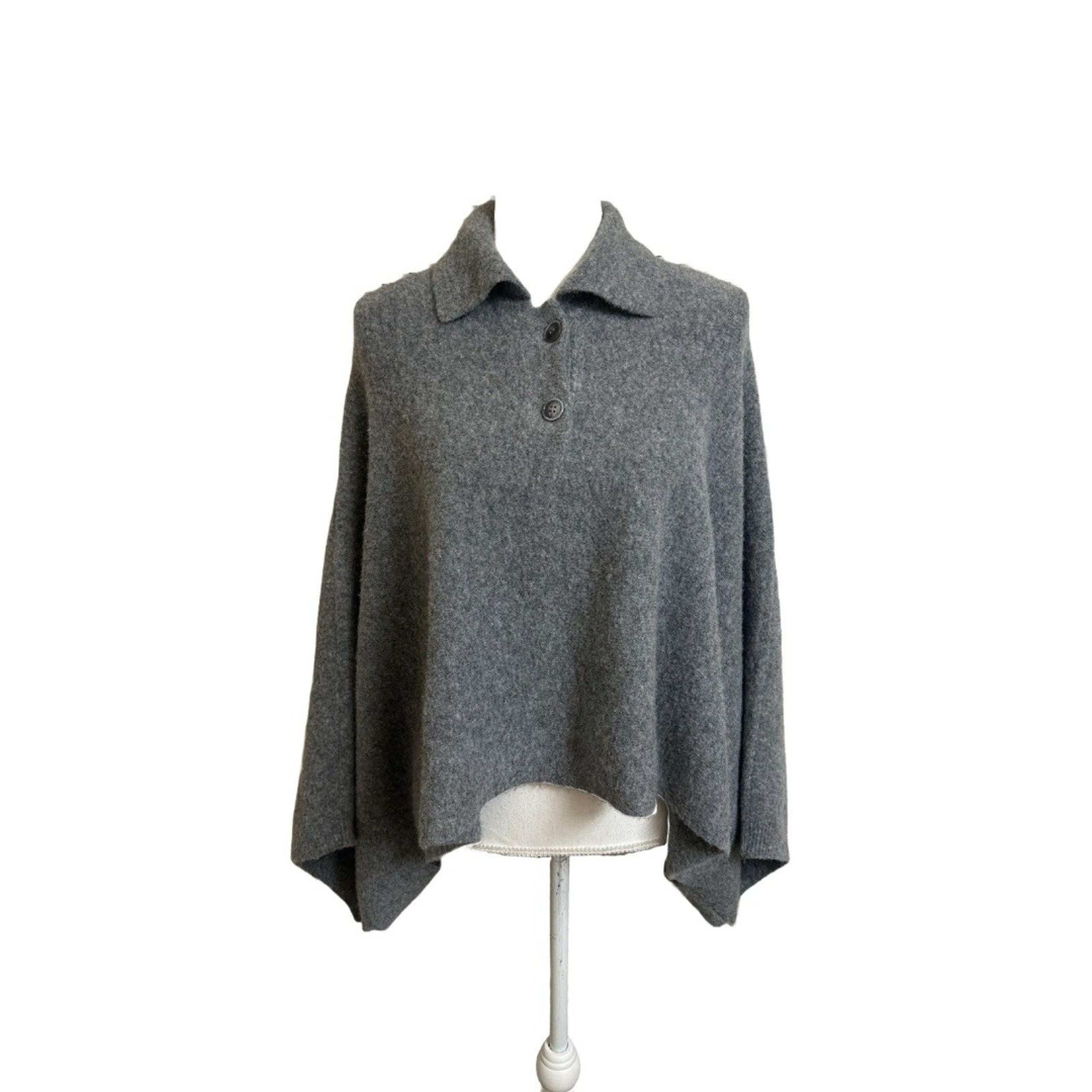Zara Women's S Gray Poncho Cape Sweater Collared