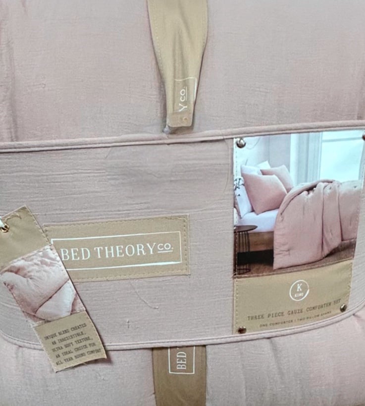 Bed Theory Co. 3 Piece Gauze King Pink Comforter Set Set 104”x90”