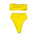 NWT Frankies Bikinis Jean Bandea and Anne Plisse Bottom Yellow Bikini Set XS