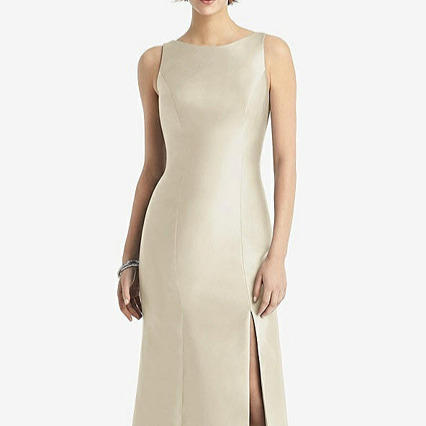 Alfred Sung 770...Sleeveless Satin Trumpet Gown with Bow....Champagne...Sz 0
